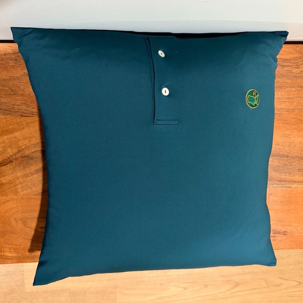 One-of-a-kind Masters Golf Polo Accent Pillow | 17 x 17 | Deep Teal w/ Logo